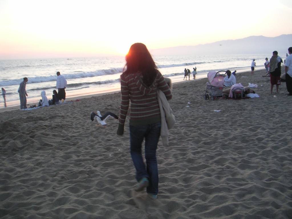 Santa Monica, where I was trying to do the whole walking into the sunset thing. 