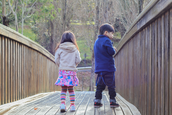 kids on a bridge
